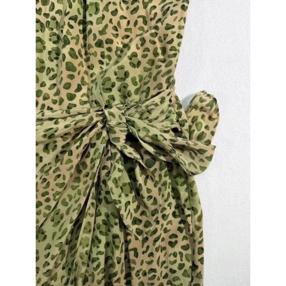 Vintage Spenser Jeremy Silk Leopard Halter Maxi Dress Womens 6 Green - Picture 9 of 16